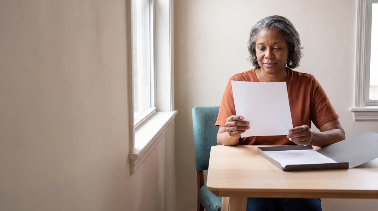 A host reads the saved facts at her desk