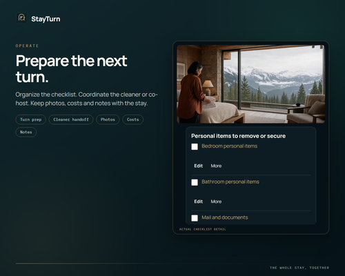 StayTurn turn preparation: daylight mountain property and an actual property checklist for coordinating the cleaner or co-host.
