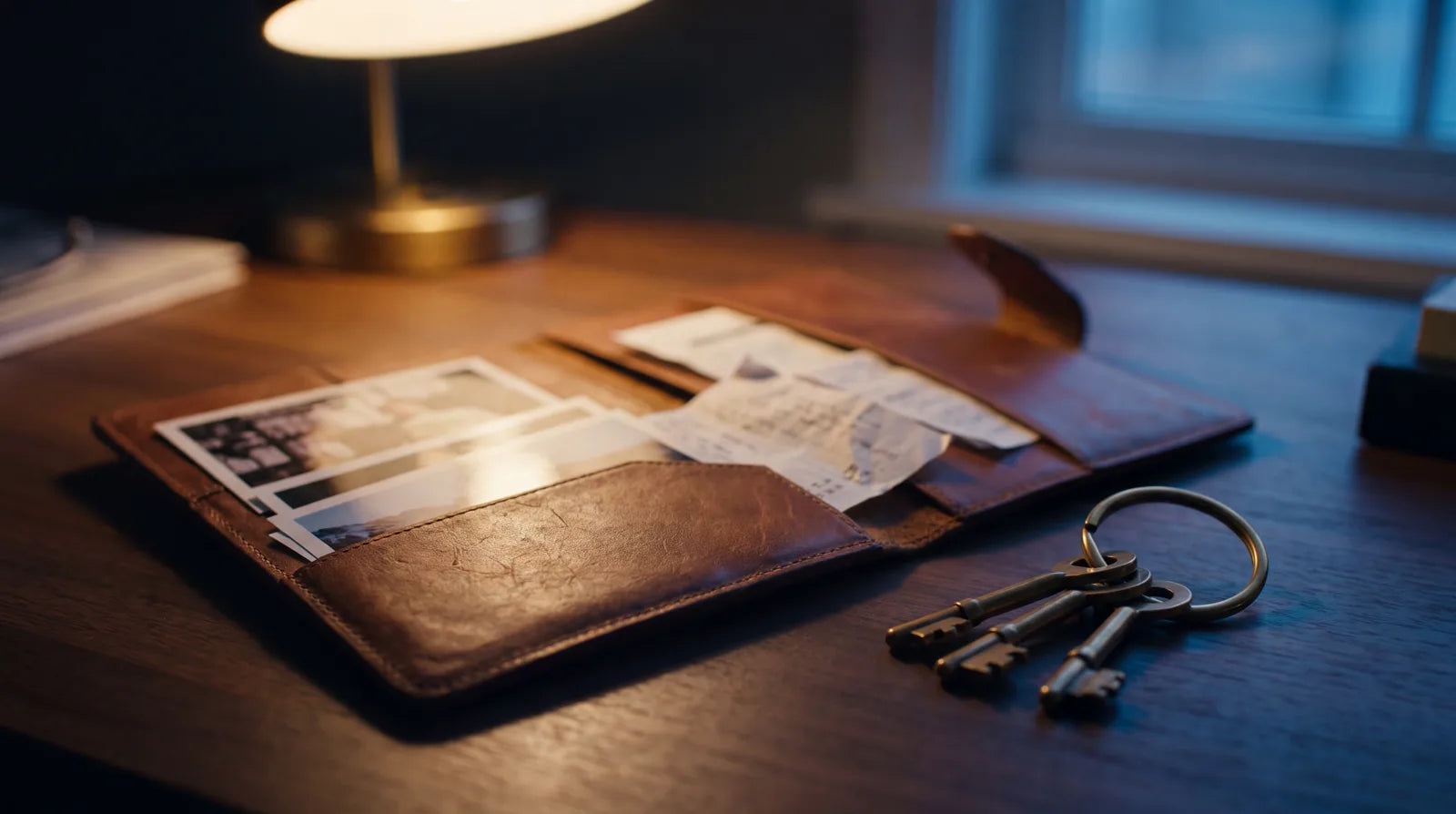 Printed photos, notes and receipts kept together